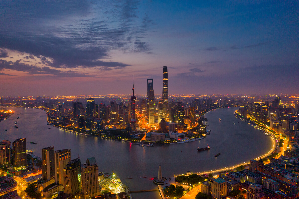 上海外灘日出航拍